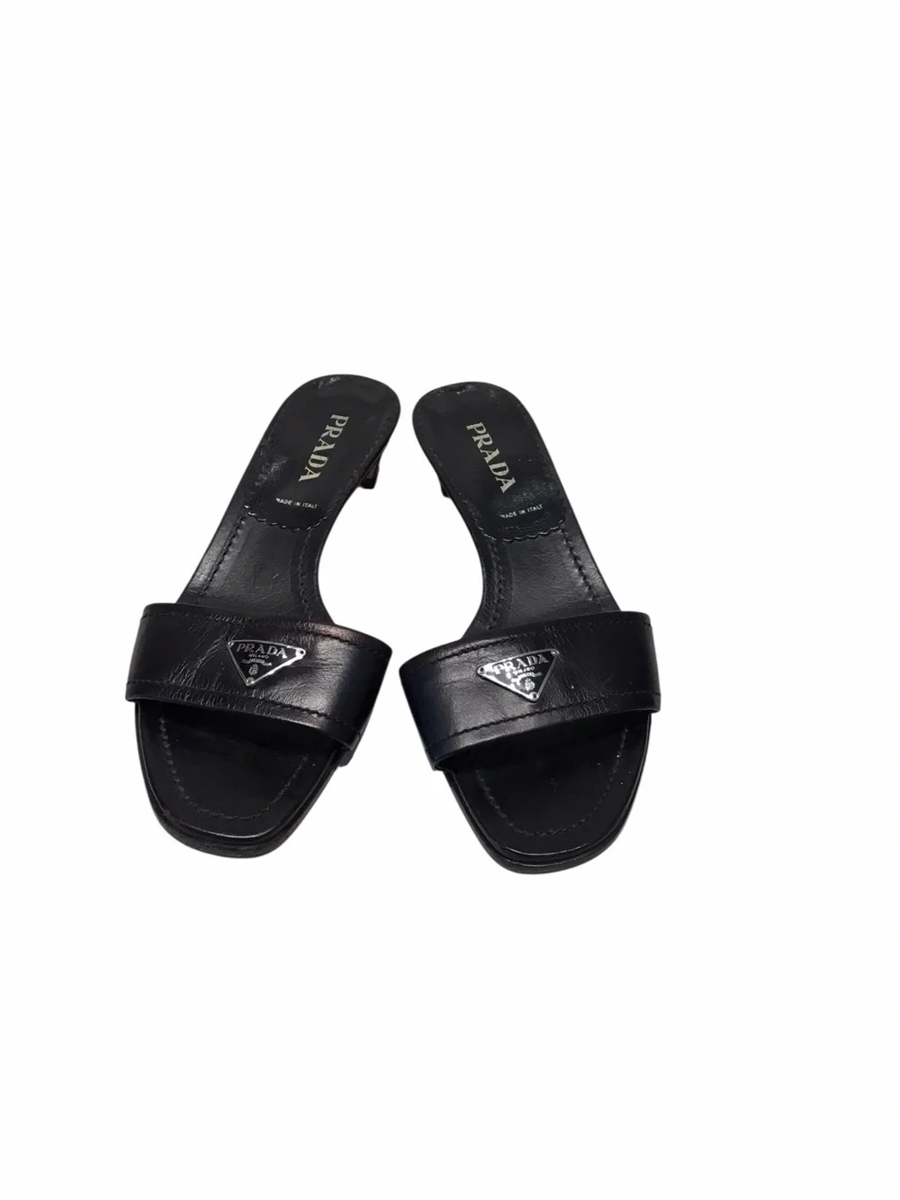 Prada Black LogoTriangle Slide Mules - Picture 3 of 7